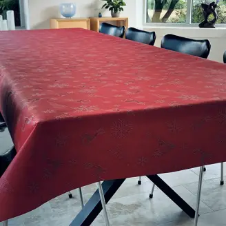 Akryldug - Rød m. sølvrensdyr - JUL