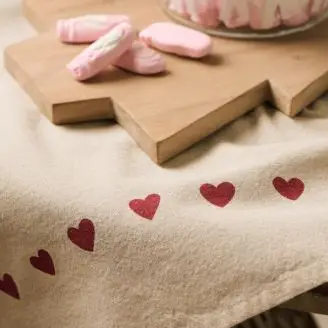 Emma viskestykke - Natur m. røde hjerter - 