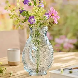 Fiskevase - Lysebl&aring;t glas - 